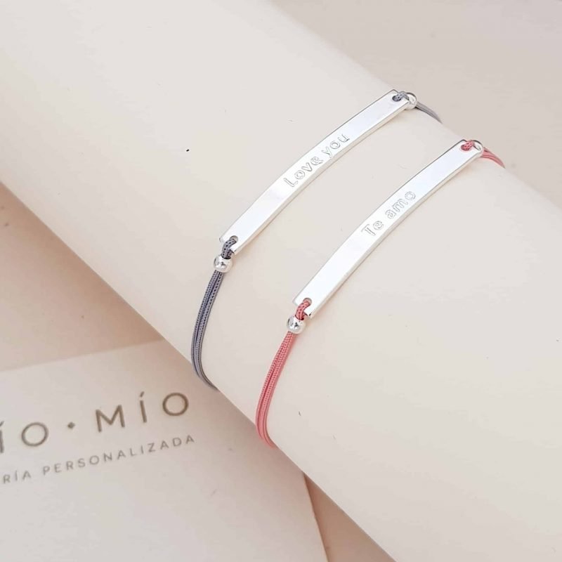 PULSERA PLACA DELGADA GRABADA HILO