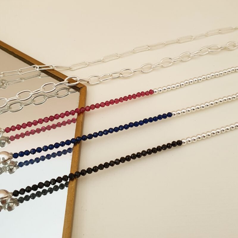 PULSERA HALF PERLAS/BOLITA DE PLATA