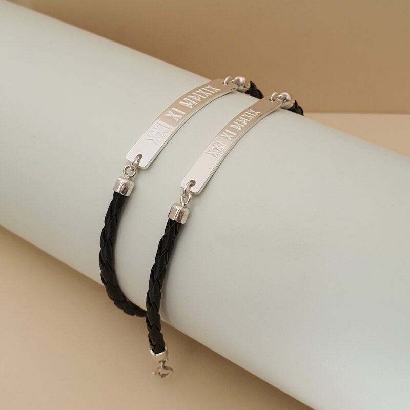 PULSERA PLACA GRABADA HILO TRENZADO