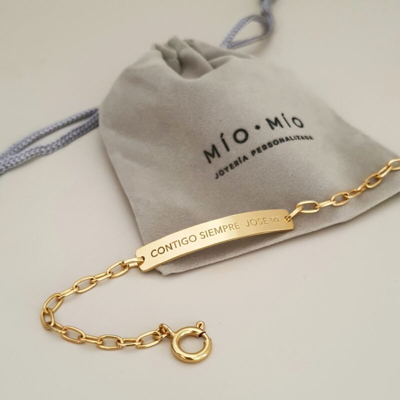 PULSERA PLACA GRABADA ESLABÓN