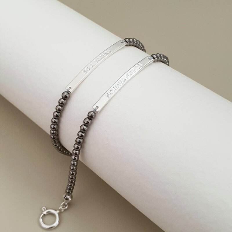PULSERA PLACA DELGADA GRABADA HEMATITA