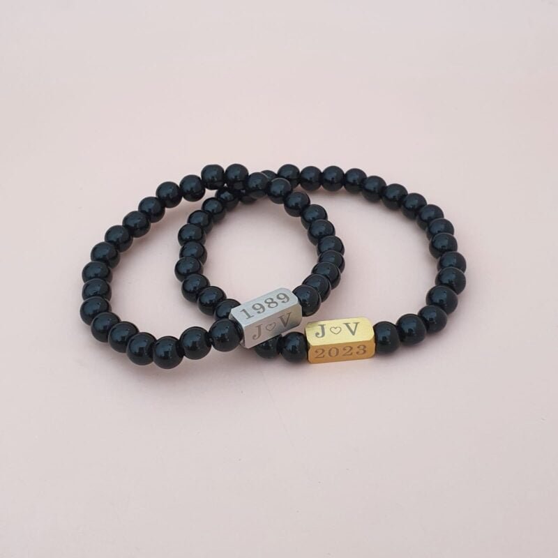 Set Pulseras ónix + acero inoxidable